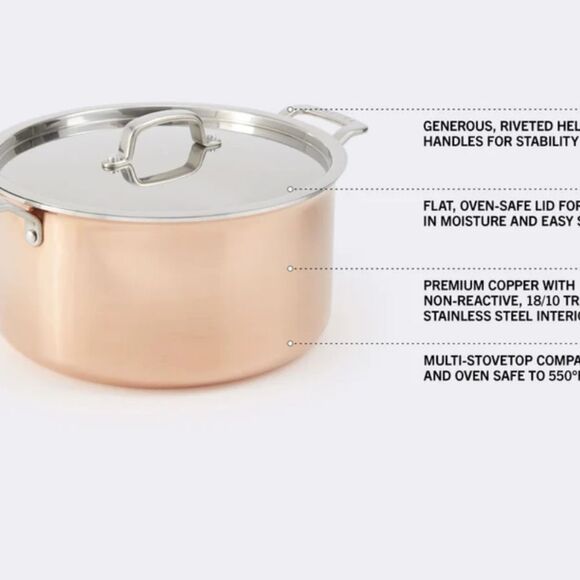 Berghoff Vintage Copper Tri-Ply 5.75 QT Covered Dutch Oven, Polished - Picture 5 of 16